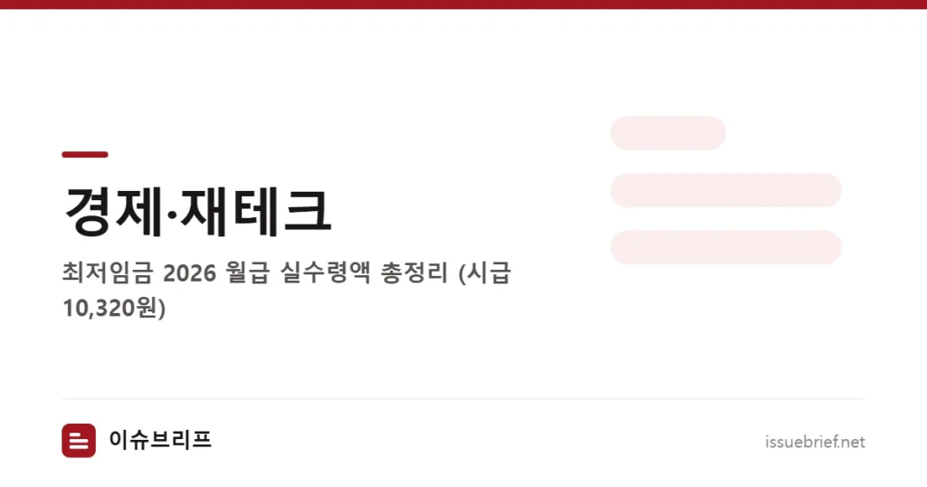 경제·재테크 — 최저임금 2026 월급 실수령액 총정리 (시급 10,320원) | 이슈브리프